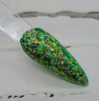 chunky green glitter dip powder