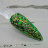 chunky green glitter dip powder