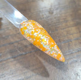 orange and yellow glitter dip powder